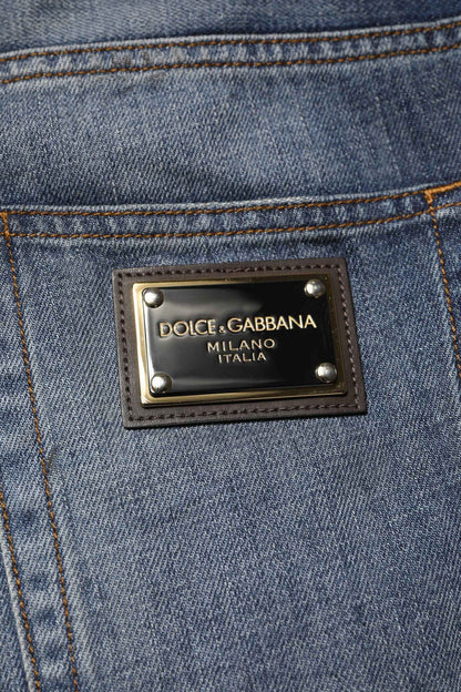 Blue Washed Tattered Cotton Men Jeans