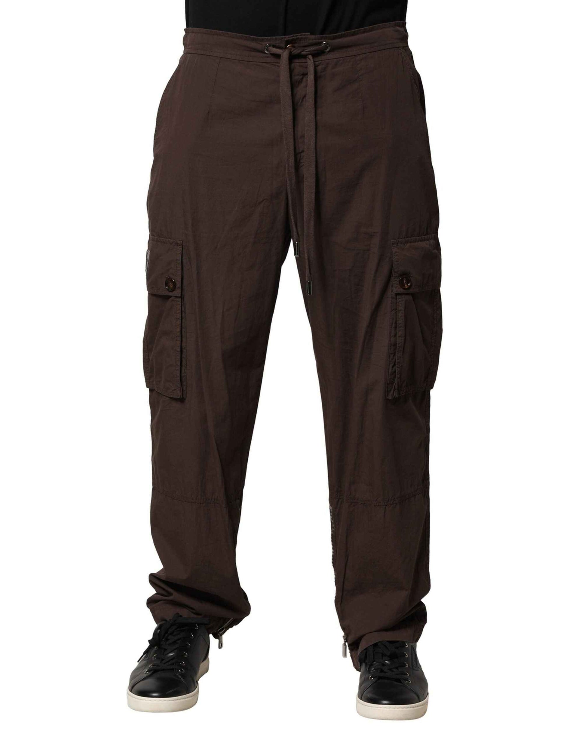 Brown Cotton Cargo Jogger Men Pants