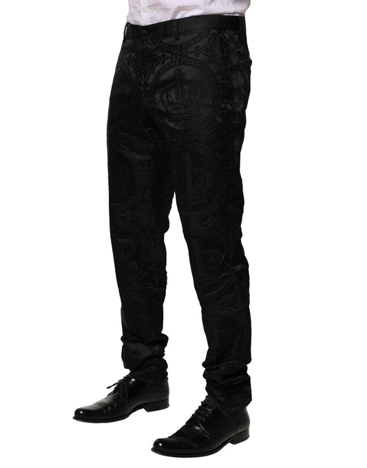 Black Cotton DG Crown Dress Pants