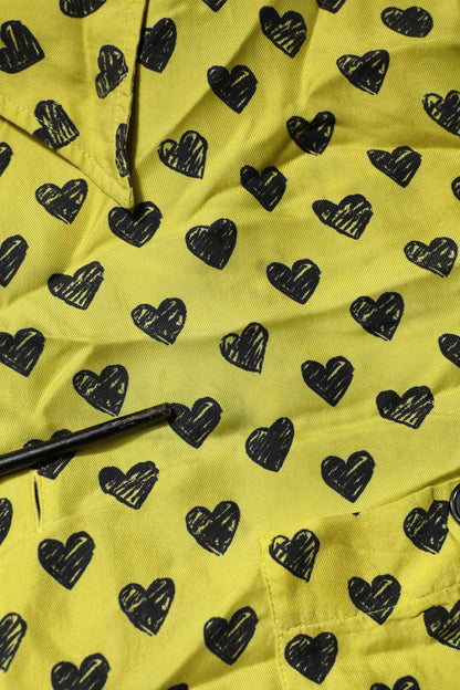Yellow Heart Short Sleeves Men Casual Shirt
