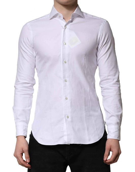 White Long Sleeves Collared Dress Formal Shirt