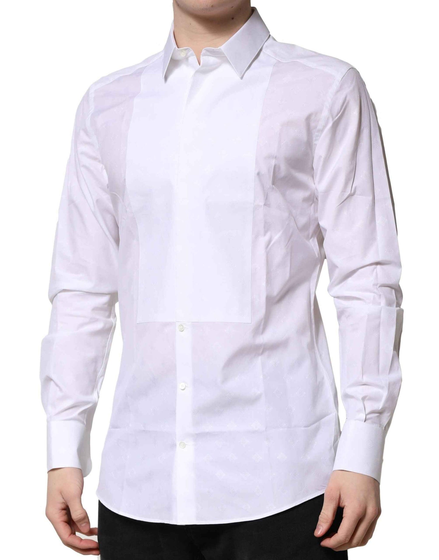 White Bib Cotton Poplin GOLD Formal Shirt