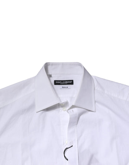 White Cotton Long Sleeves GOLD Formal Shirt