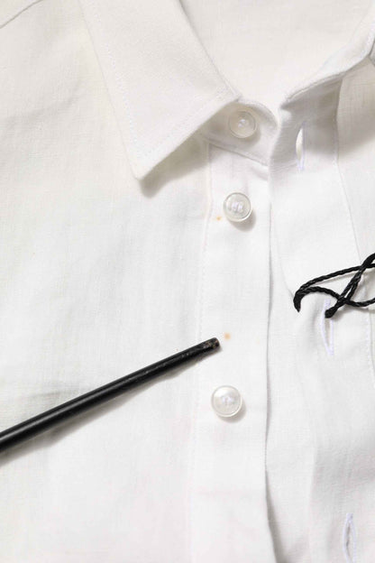 White DG Crown Embellish Dress Formal Shirt