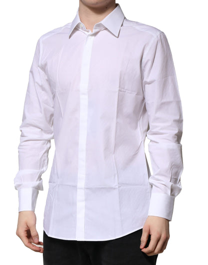 White GOLD Long Sleeves Men Dress Formal Shirt