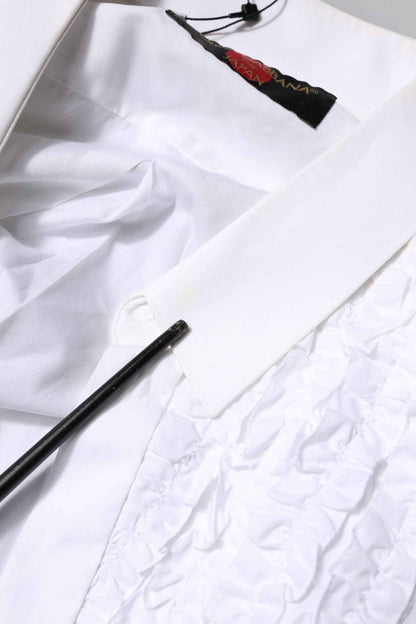 White Cotton Ruffled Detailing Formal Shirt