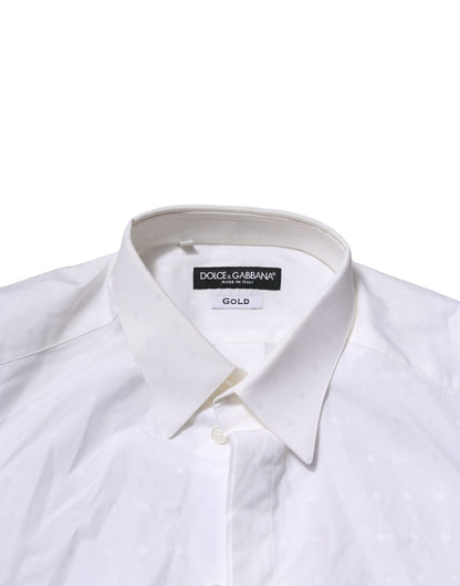 White GOLD Long Sleeves Dress Men Formal Shirt