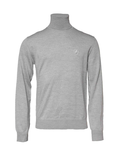 Gray Long Sleeve Turtleneck Pullover Sweater