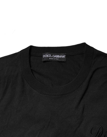 Black Cotton DG Logo Men Sweatshirt Sweater