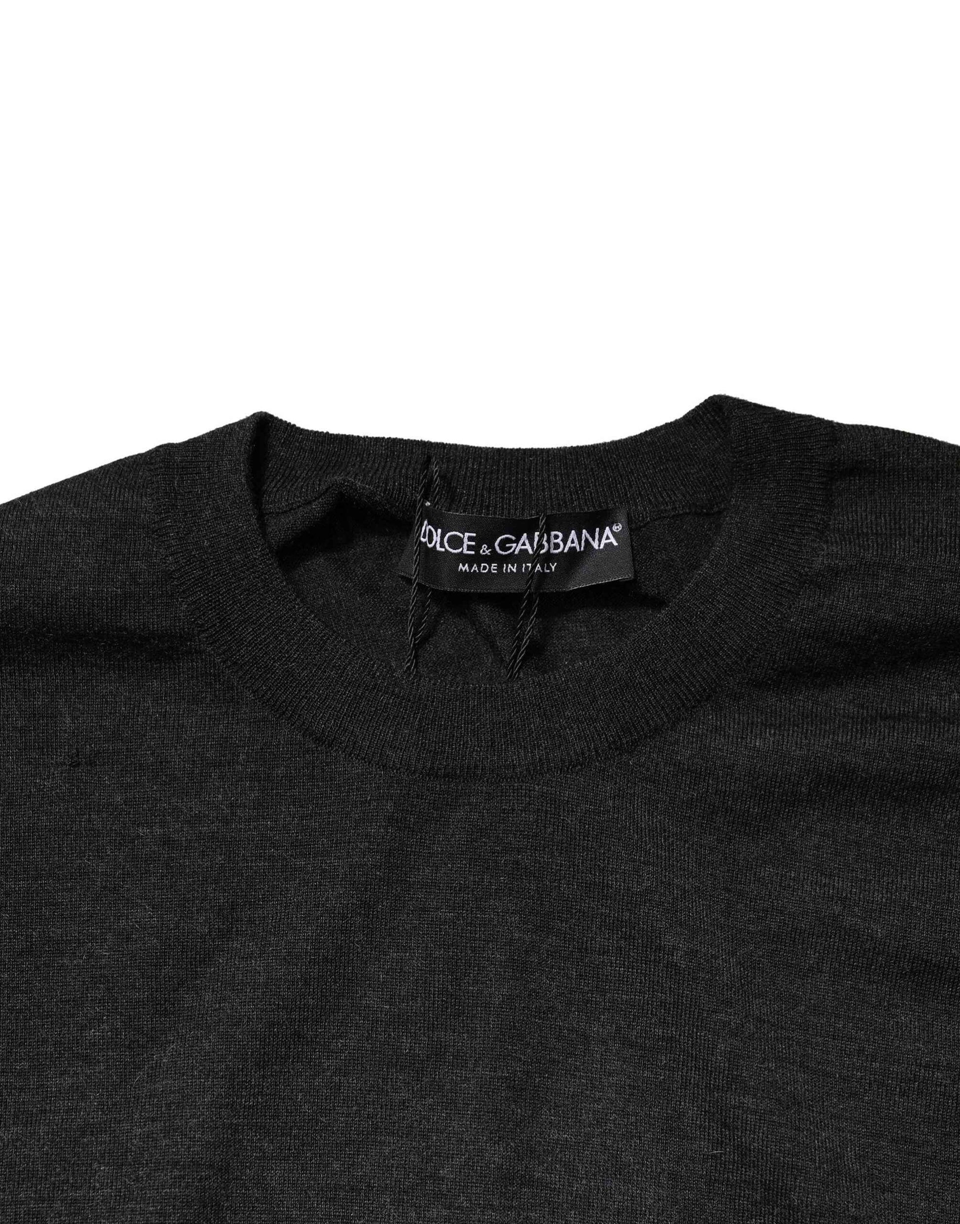 Gray Long Sleeve Crew Neck Pullover Sweater