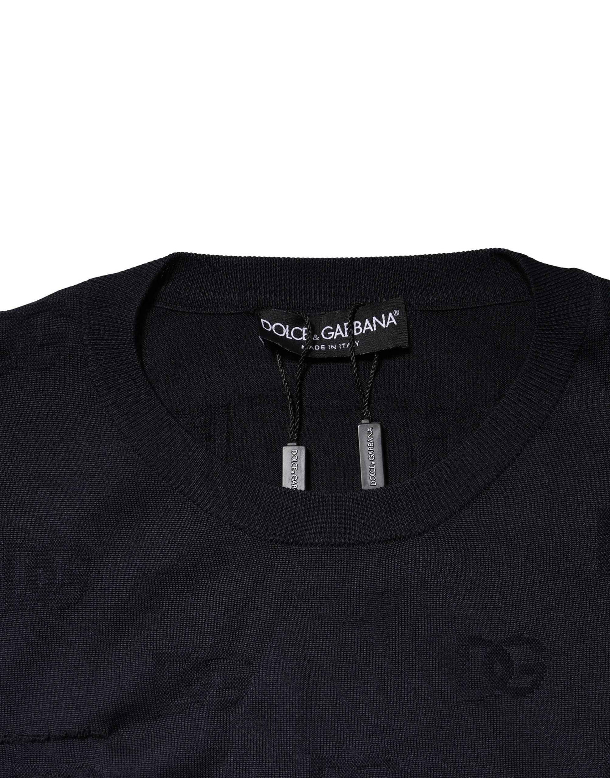 Black Silk Crew Neck Sweatshirt Sweater