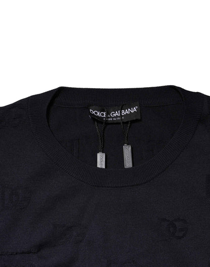Black Silk Crew Neck Sweatshirt Sweater