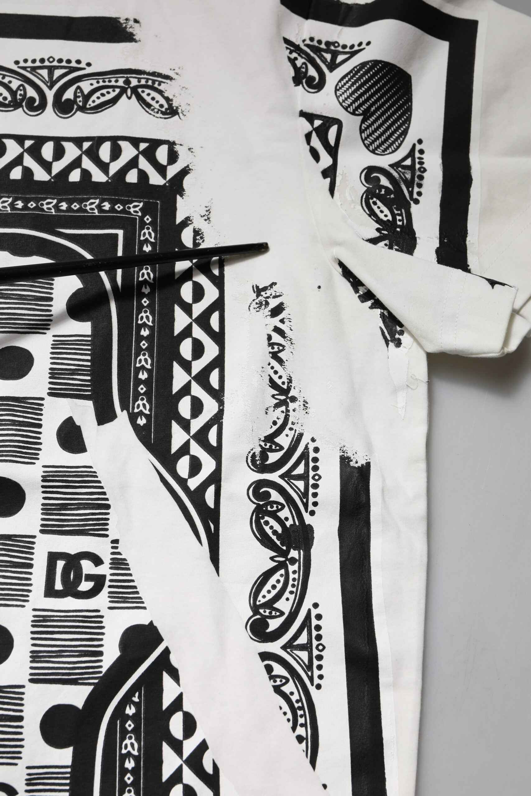 White Bandana Cotton Men Crew Neck T-shirt