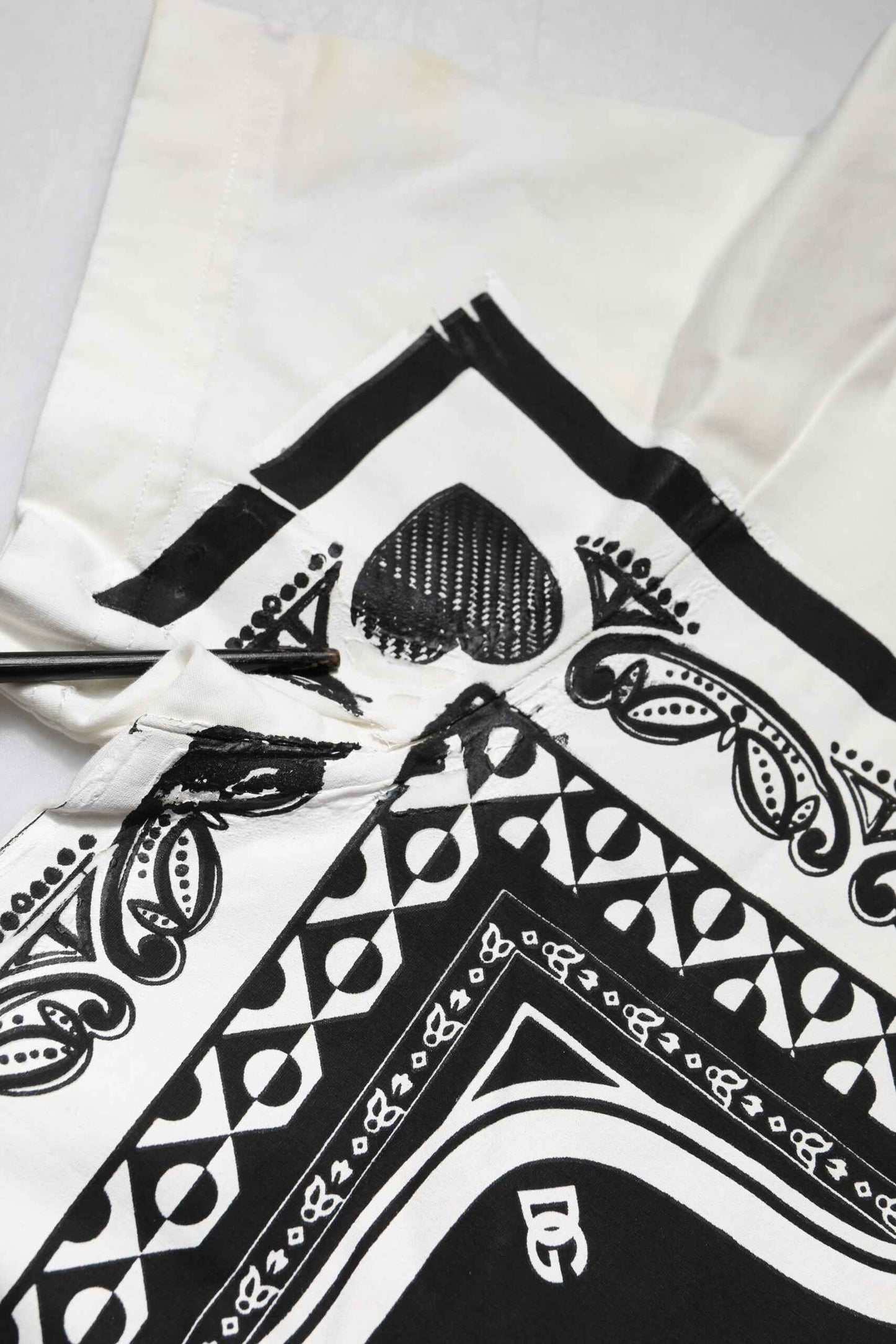 White Bandana Crew Neck Short Sleeves T-shirt