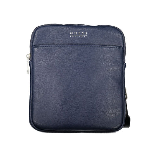 Blue Polyurethane Men's Shoulder Bag