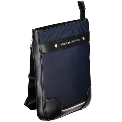 Blue Polyurethane Men's Shoulder Bag