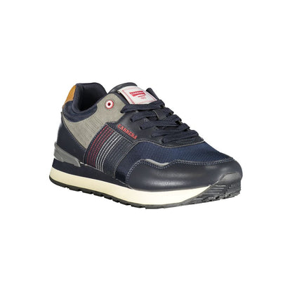 Blue Polyurethane Men Sneaker