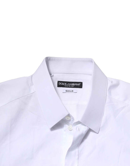 White Cotton GOLD Long Sleeves Formal Shirt