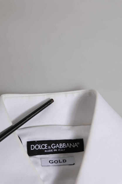 White Cotton GOLD Long Sleeves Formal Shirt