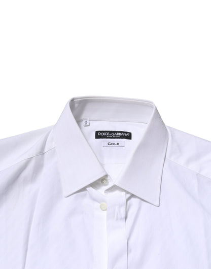 White Cotton Long Sleeves GOLD Formal Shirt