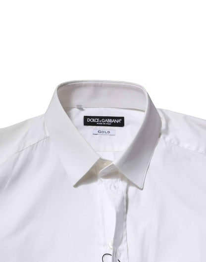 White Cotton GOLD Long Sleeves Formal Shirt