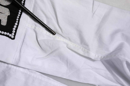 White Cotton GOLD Long Sleeves Formal Shirt