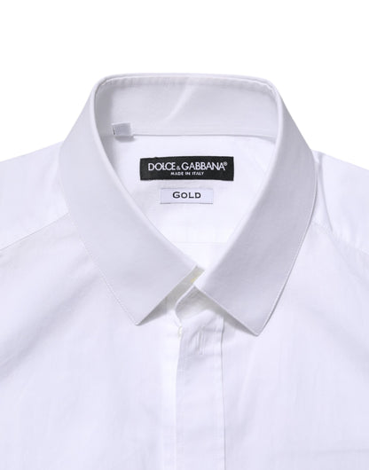 White GOLD Long Sleeves Dress Men Formal Shirt
