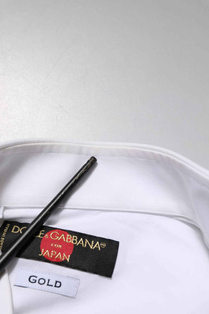 White GOLD Cotton Bib Dress Formal Shirt