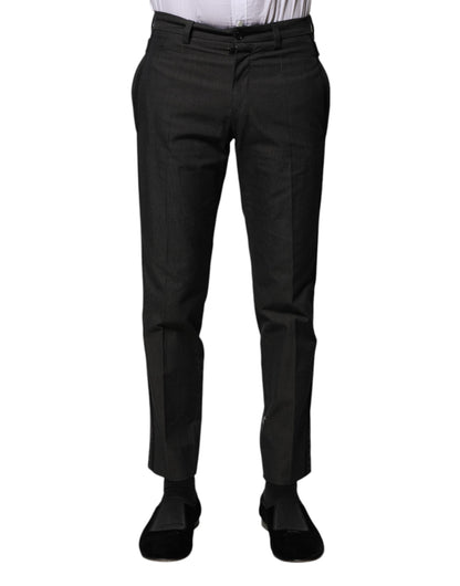 Gray Cotton Patterned Formal Pants