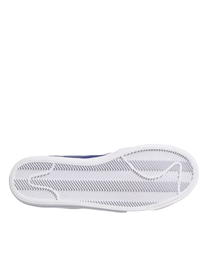 White Blue Lace Up Low Top Drop-Type PRM Sneakers Shoes
