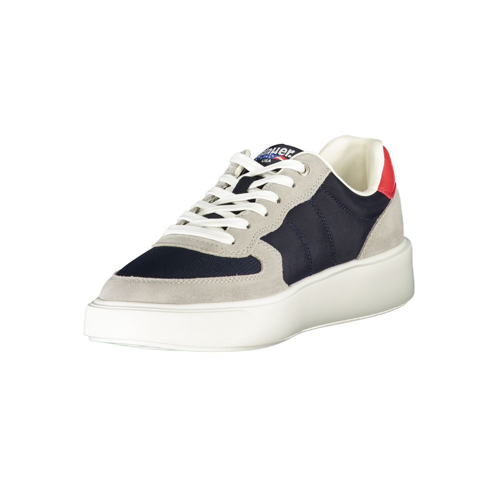 Blue Polyurethane Men Sneaker