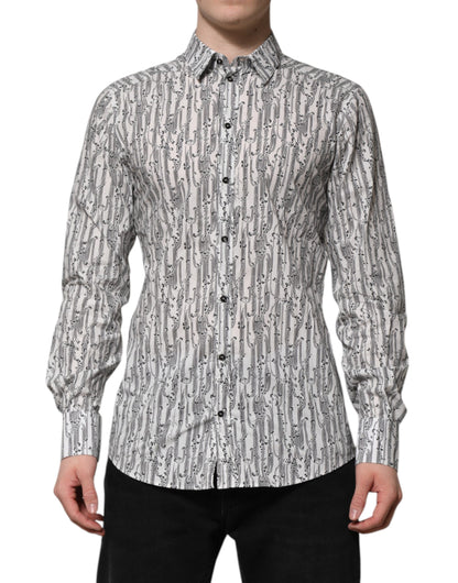 White Floral Print Casual Long Sleeves Shirt