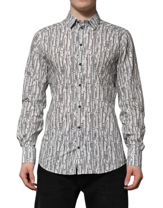 White Floral Print Casual Long Sleeves Shirt
