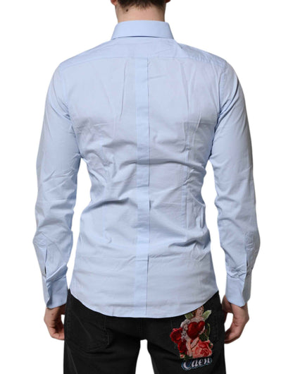Sky Blue Cotton GOLD Long Sleeves Dress Shirt