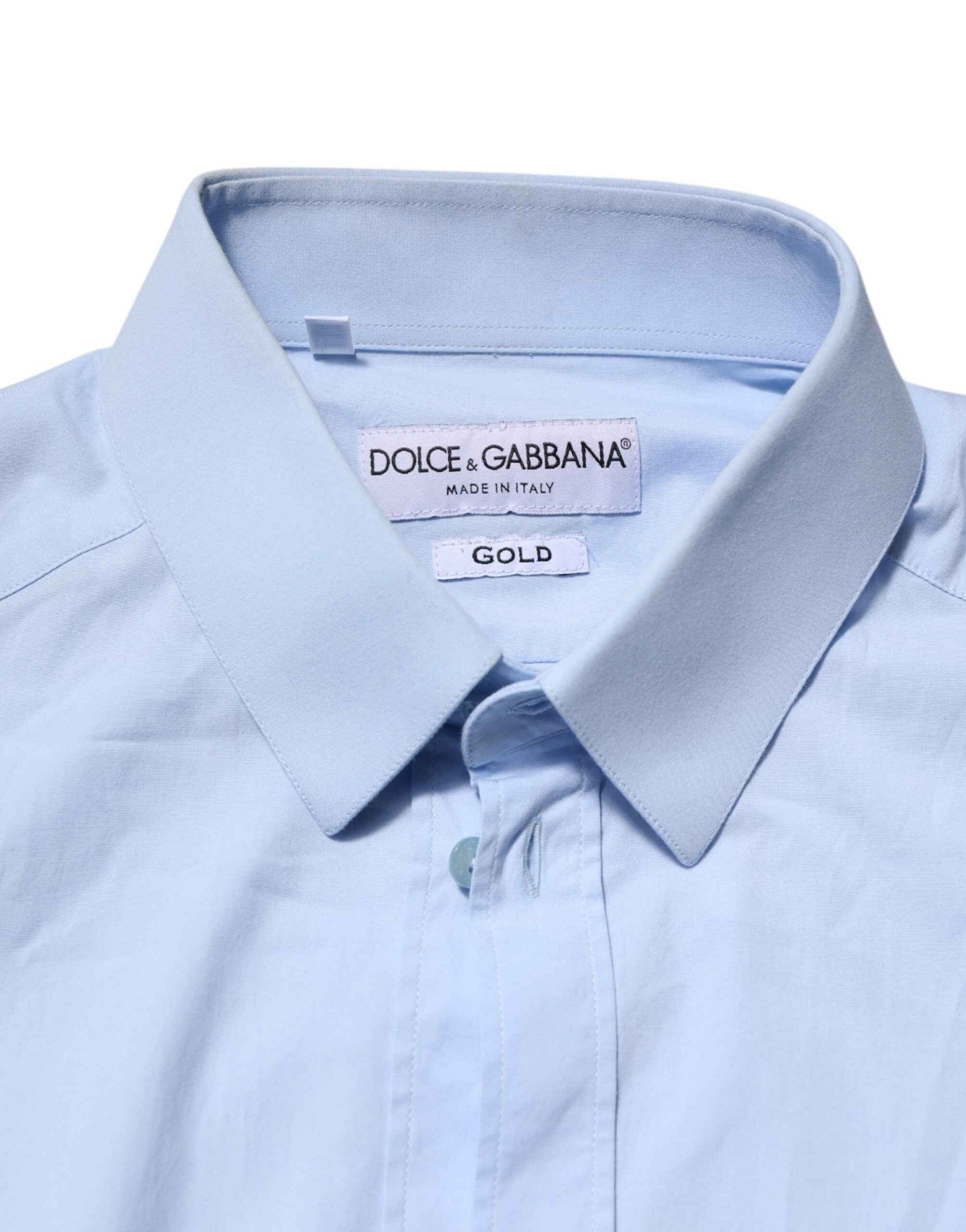 Sky Blue Cotton GOLD Long Sleeves Dress Shirt