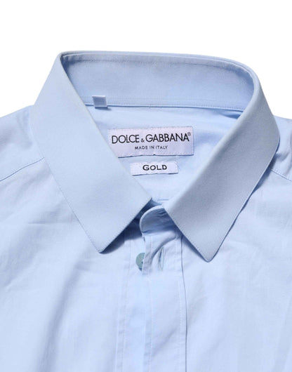 Sky Blue Cotton GOLD Long Sleeves Dress Shirt