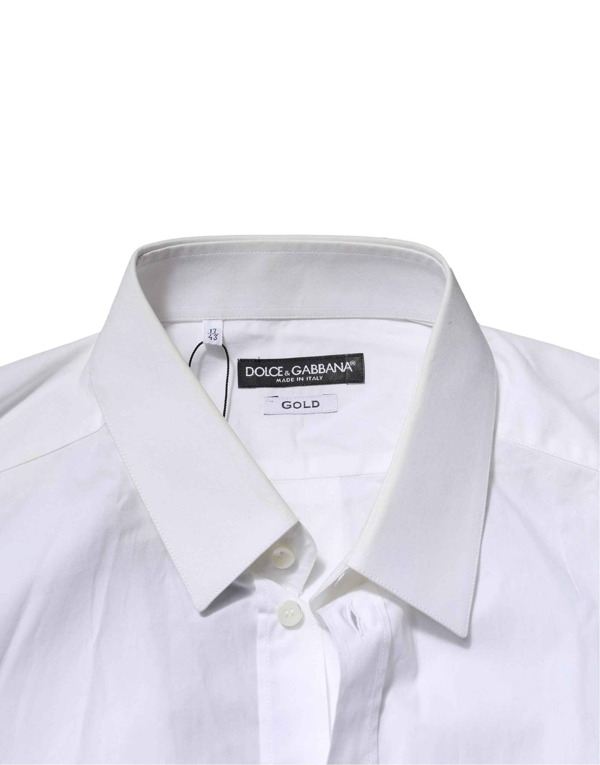 White Cotton GOLD Long Sleeves Dress Men Shirt