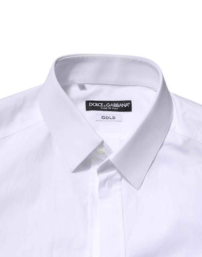 White Cotton GOLD Long Sleeve Men Dress Shirt