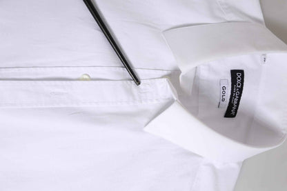 White Cotton GOLD Long Sleeve Men Dress Shirt