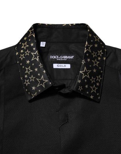 Black Cotton GOLD Long Sleeves Dress Shirt