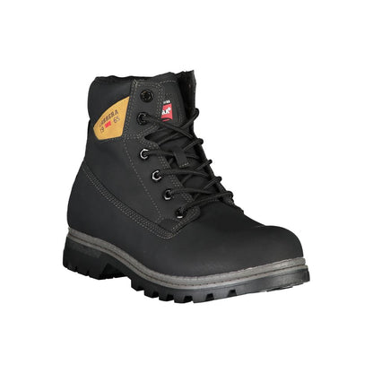 Black Polyurethane Men Ankle Boot