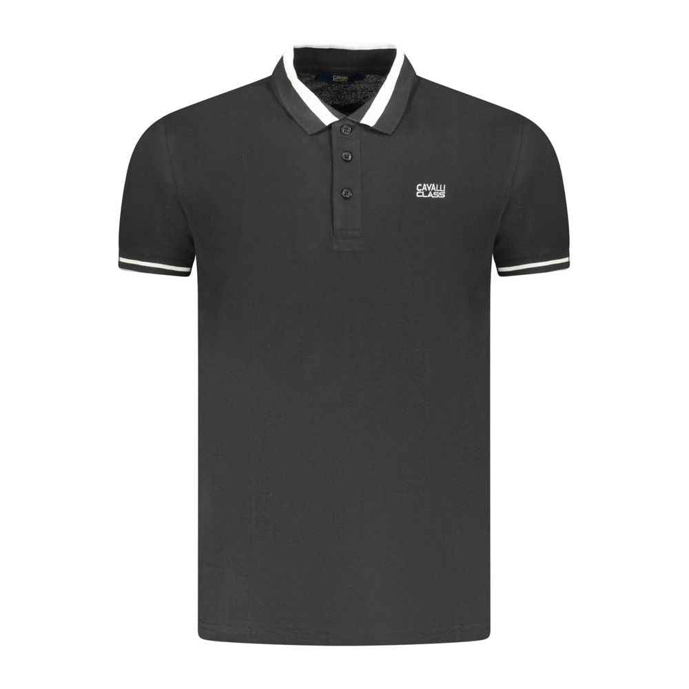 Black Cotton Men Polo