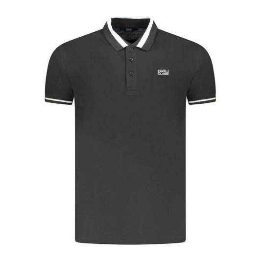 Black Cotton Men Polo