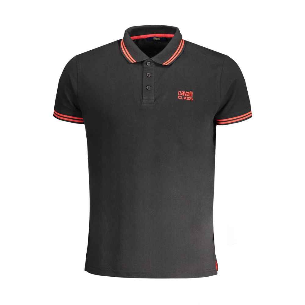 Black Cotton Men Polo Shirt