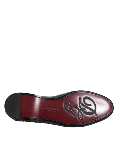 Blue Woven Leather Slip On Loafers Shoes