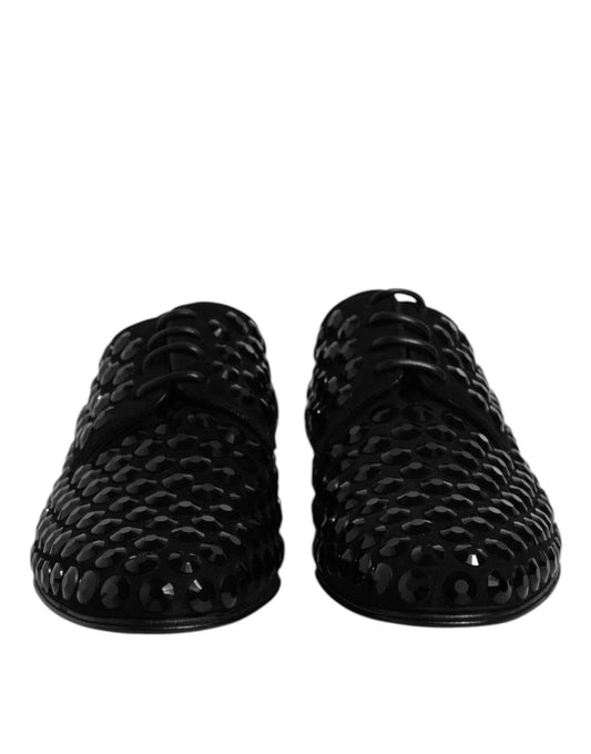 Black Suede Strass Derby Formal Shoes