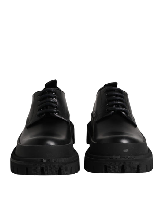 Black Leather Lace Up Derby Men Dress Shoes