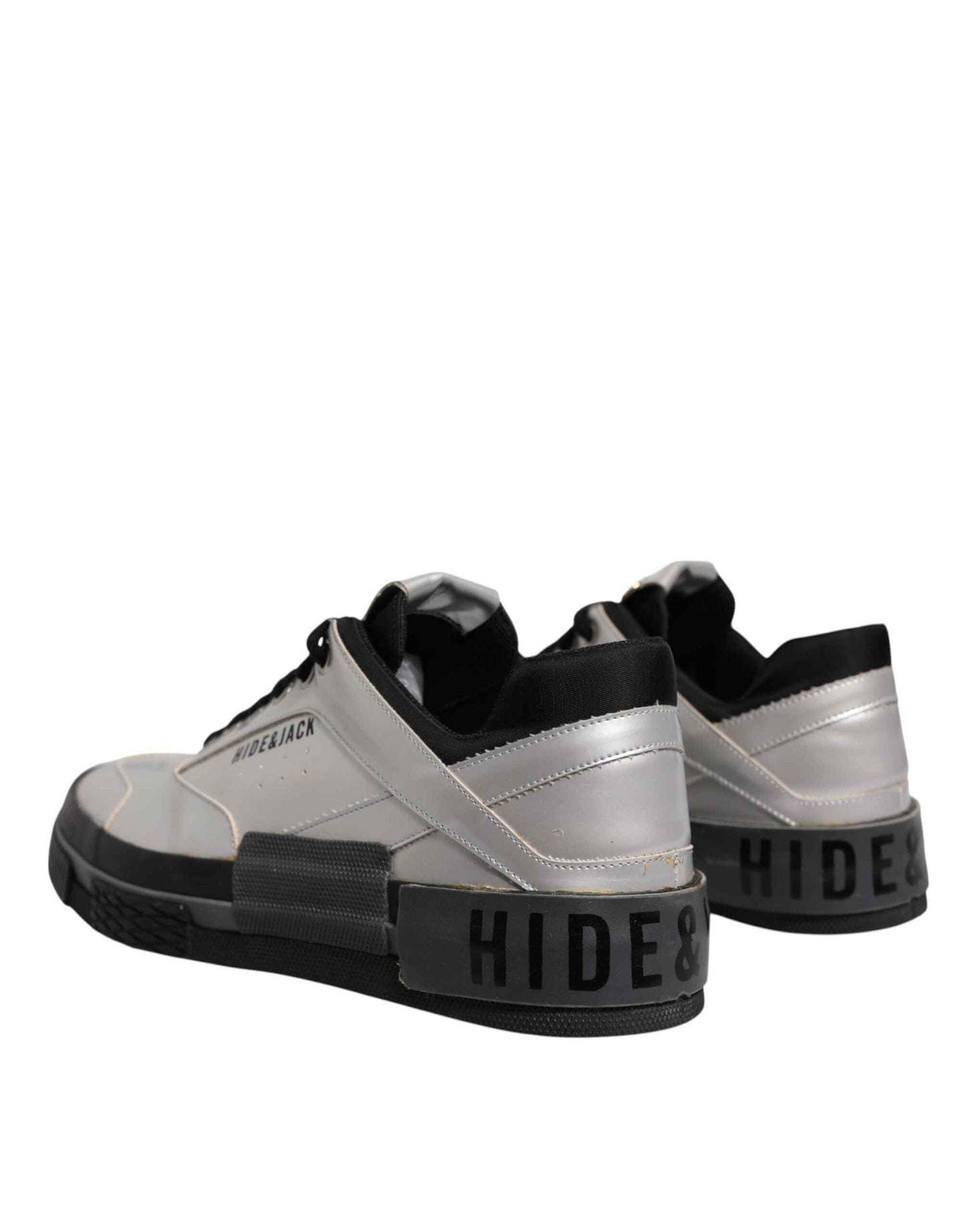Metallic Silver Low Top Lace Up Sneakers Shoes