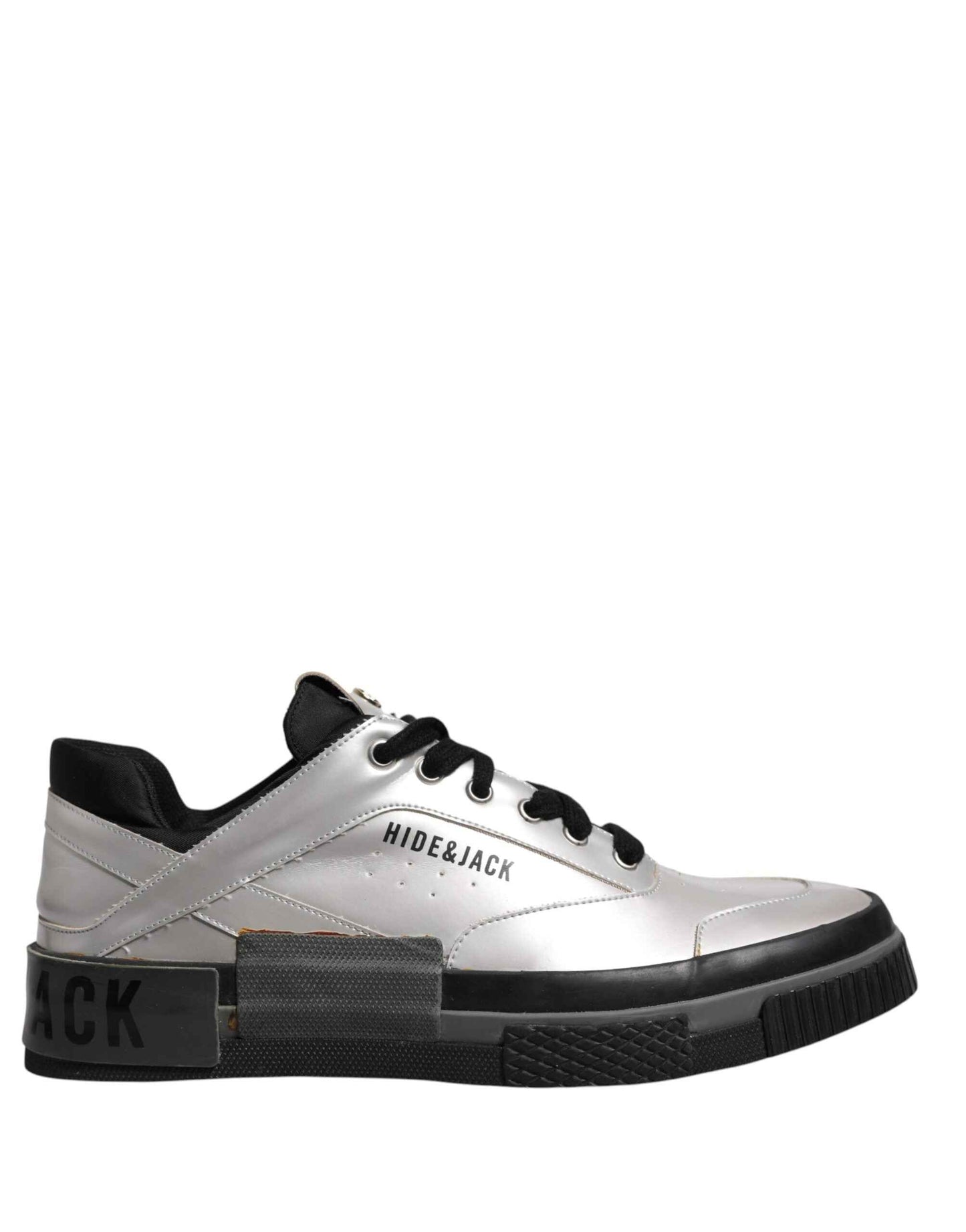 Metallic Silver Low Top Lace Up Sneakers Shoes