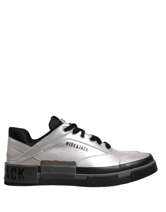 Metallic Silver Low Top Lace Up Sneakers Shoes
